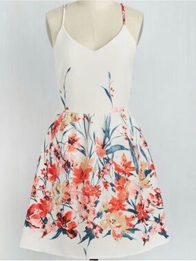 Anthropologie Pink Owl Cream Floral Like NEW Whimsical Mini Sundress Large